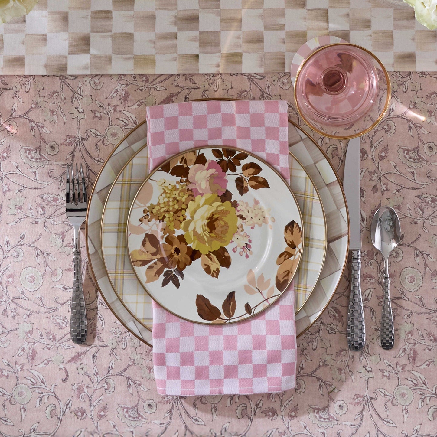 MacKenzie - Childs Pink Check Napkin, Set of 4 - |VESIMI Design|