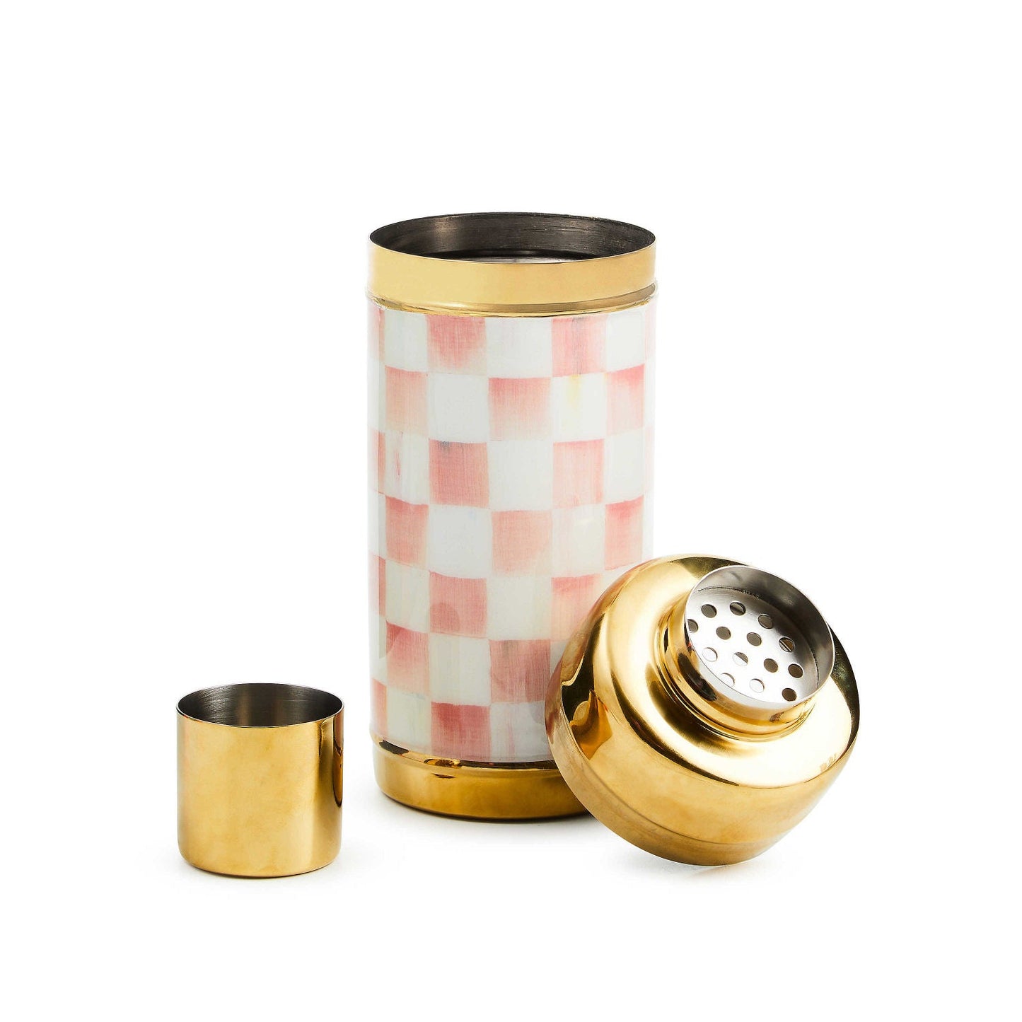 MacKenzie - Childs Rosy Check 3260 Gold Cocktail Shaker - |VESIMI Design|