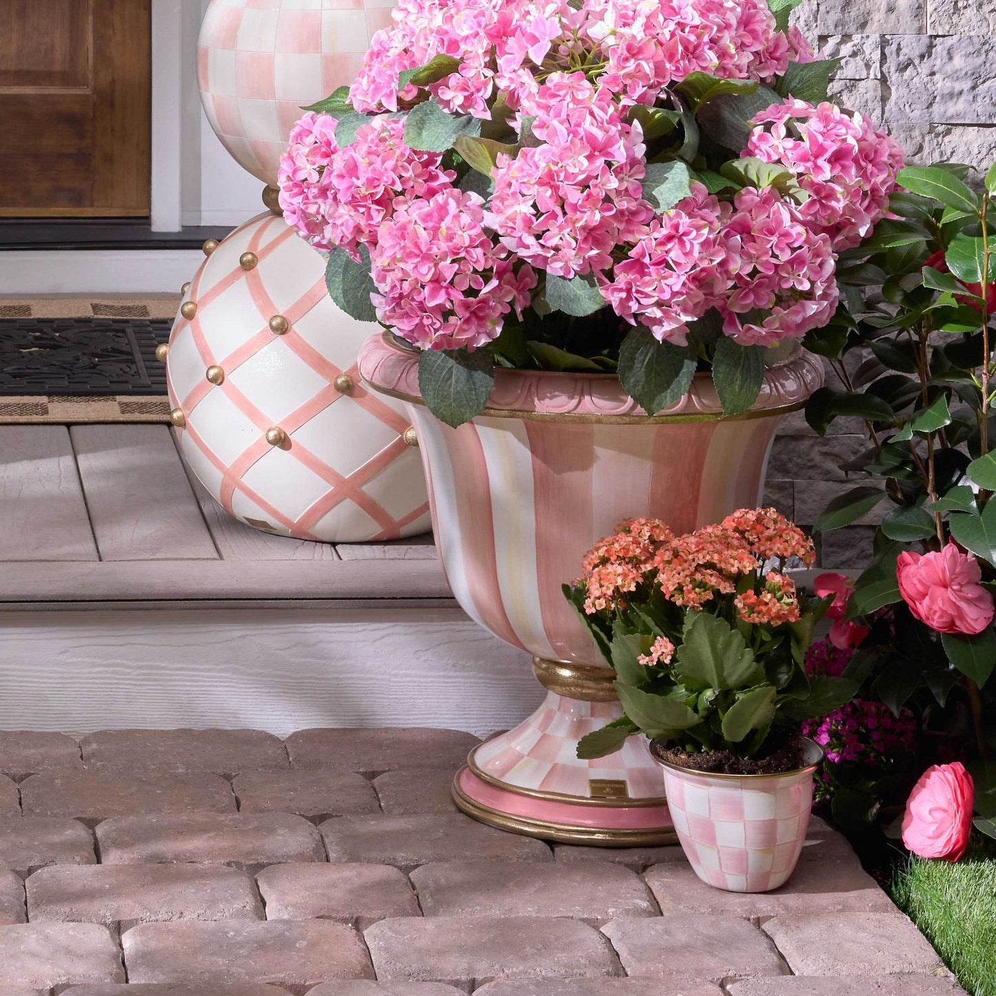 MacKenzie - Childs Rosy Check Enamel Flower Pot - Large - |VESIMI Design|