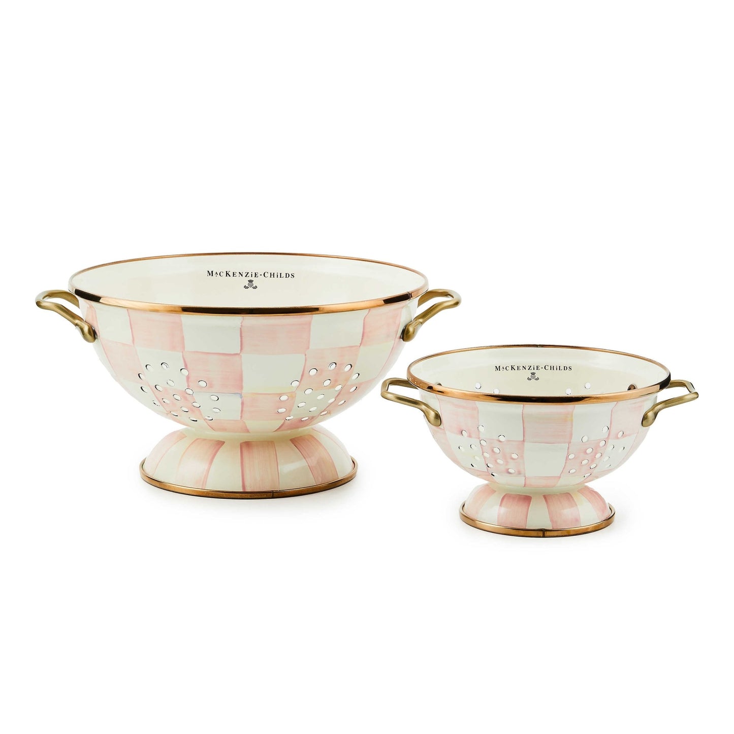 MacKenzie-Childs Rosy Check Small Colander - |VESIMI Design| Luxury Bathrooms and Home Decor