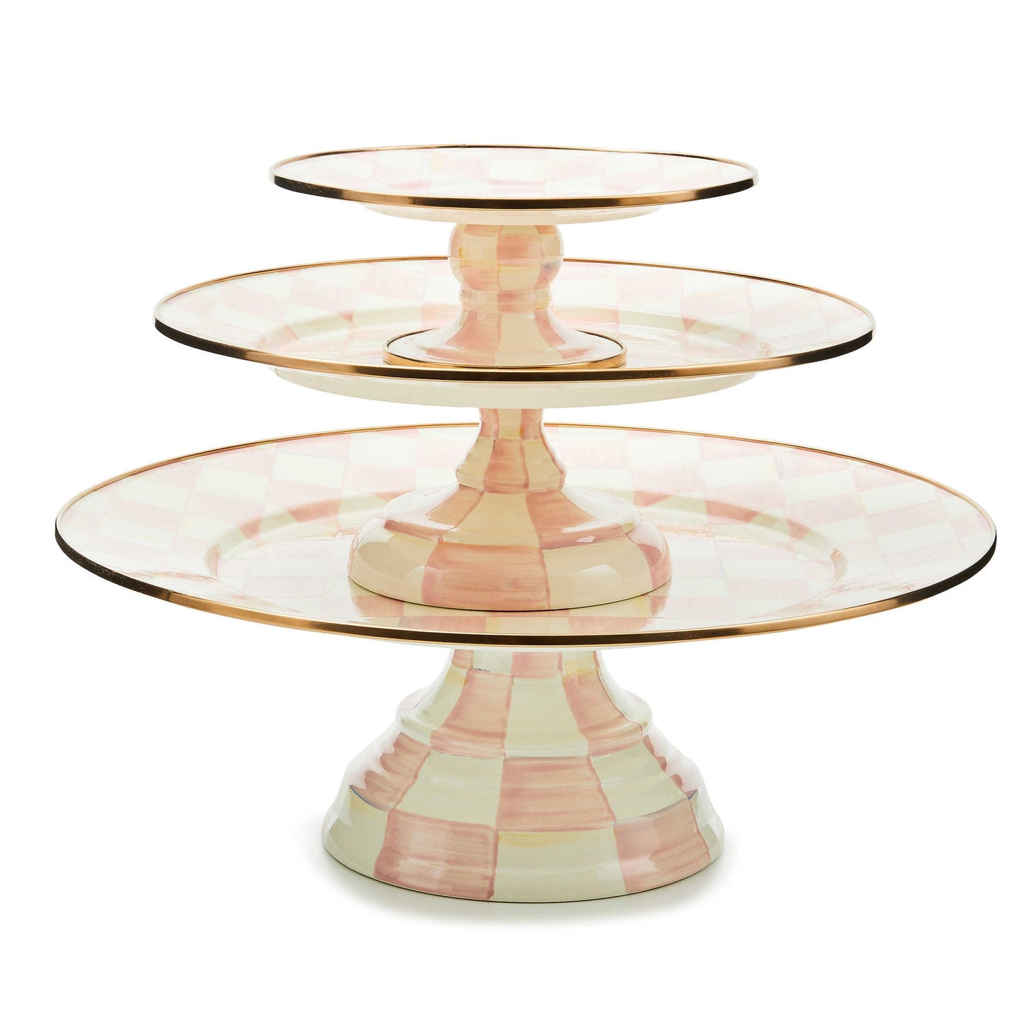 MacKenzie - Childs Rosy Check Small Pedestal Platter - |VESIMI Design|