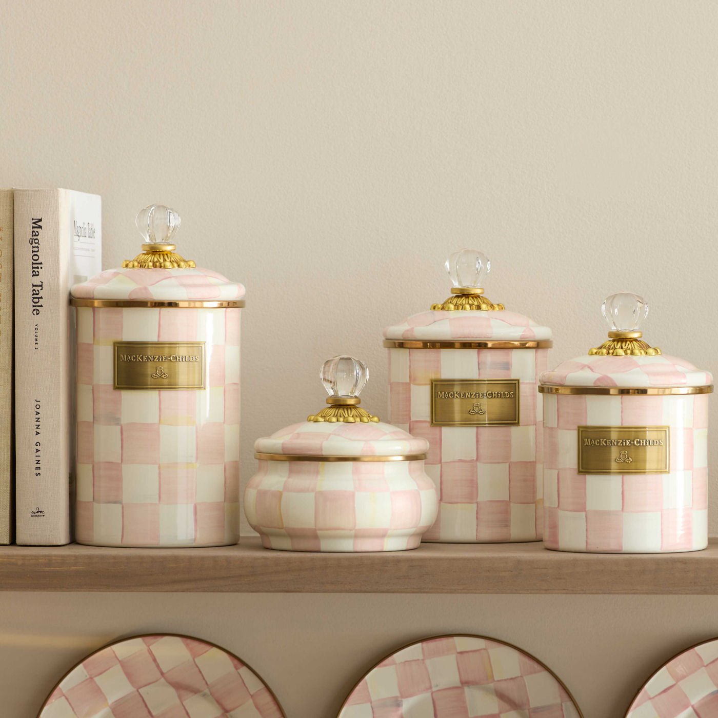 MacKenzie-Childs Rosy Check Squashed Pot - |VESIMI Design| Luxury Bathrooms and Home Decor