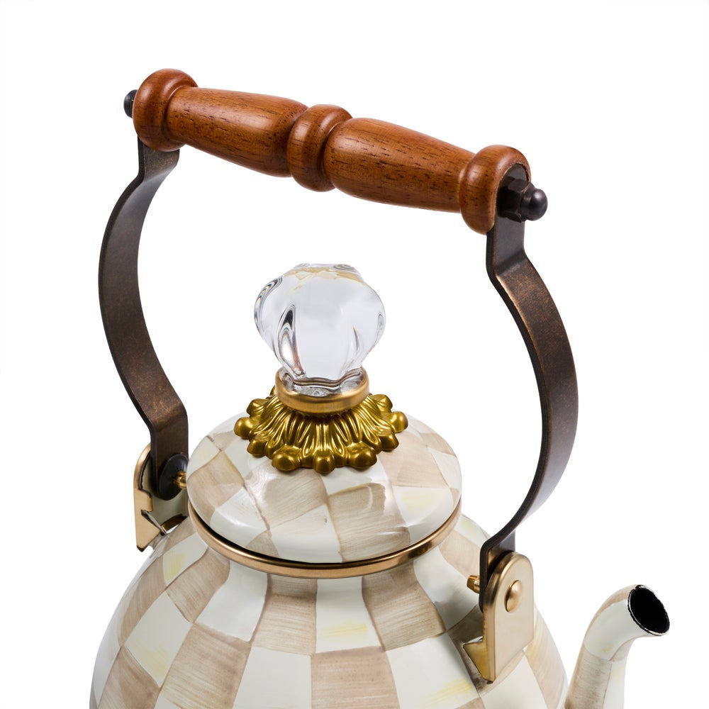 Mocha Check 1 Quart MINI Tea Kettle by MacKenzie-Childs