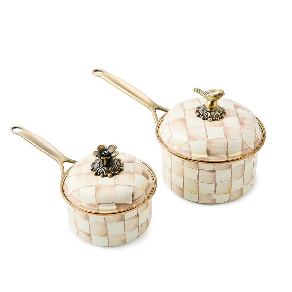 Mocha Check 2.5 Qt. Saucepan MacKenzie-Childs