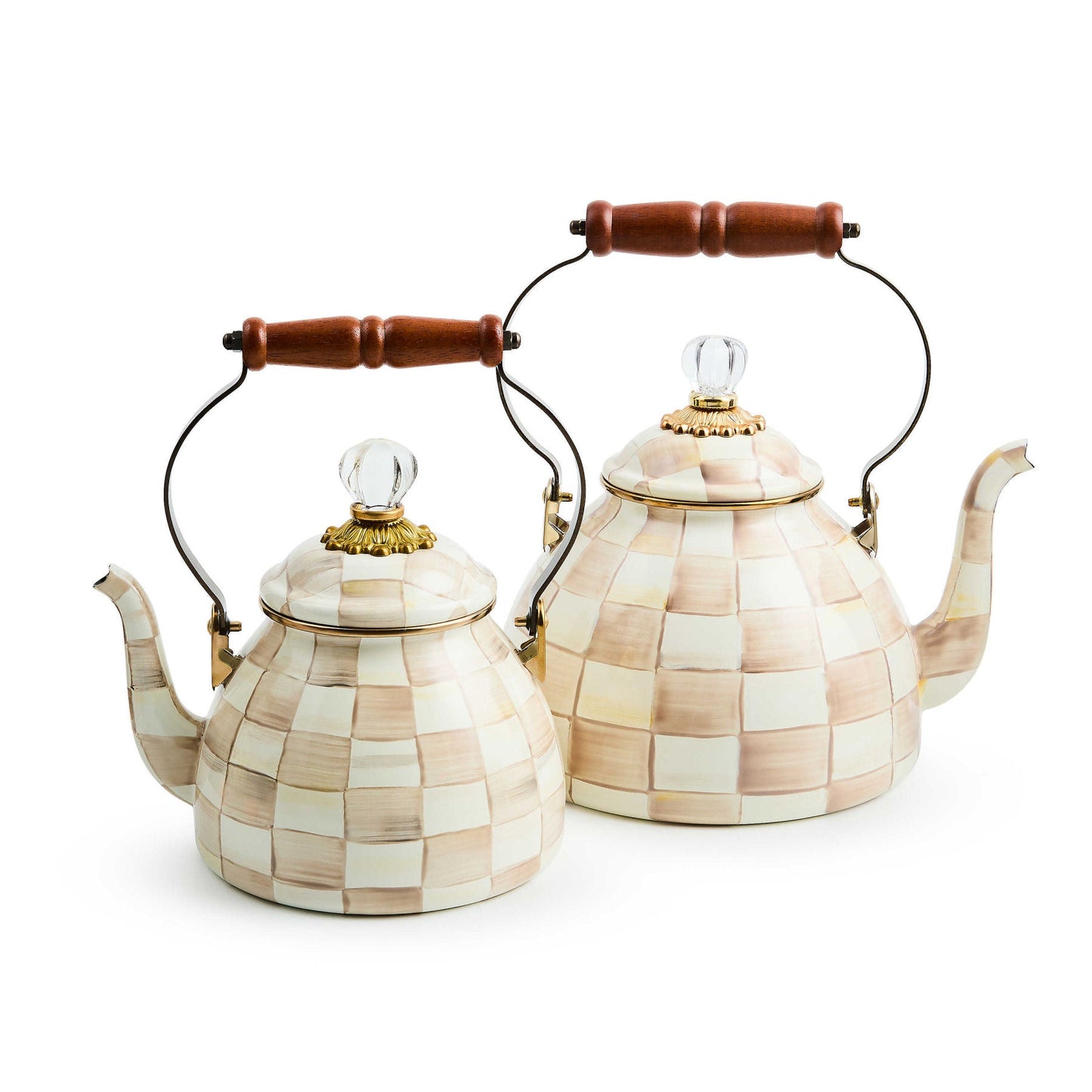 Mocha Check 2.84L Tea Kettle by MacKenzie - Childs - |VESIMI Design| Luxury Bathrooms and Home Decor