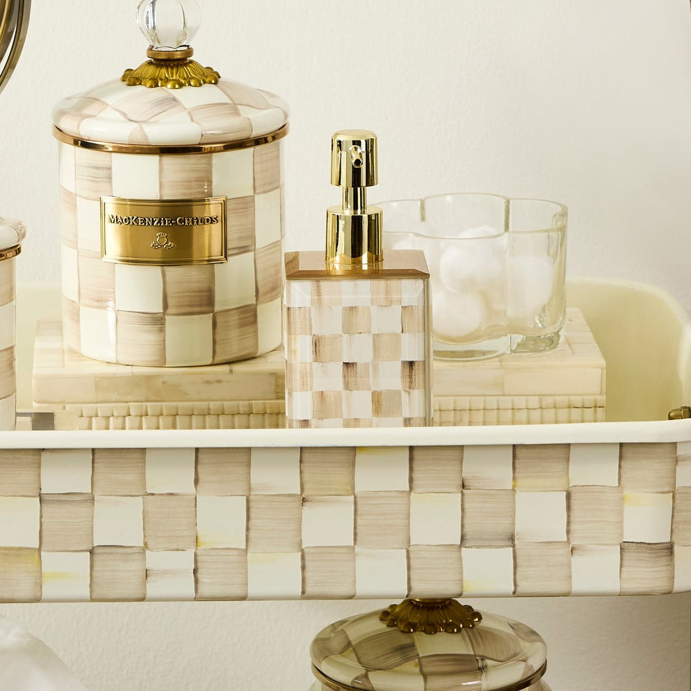Mocha Check Glass Soap Pump by MacKenzie-Childs