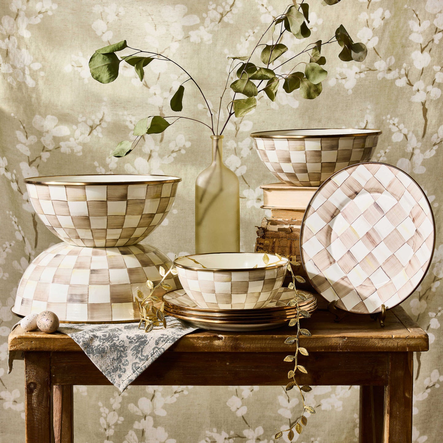 Mocha Check Small Everyday Bowl