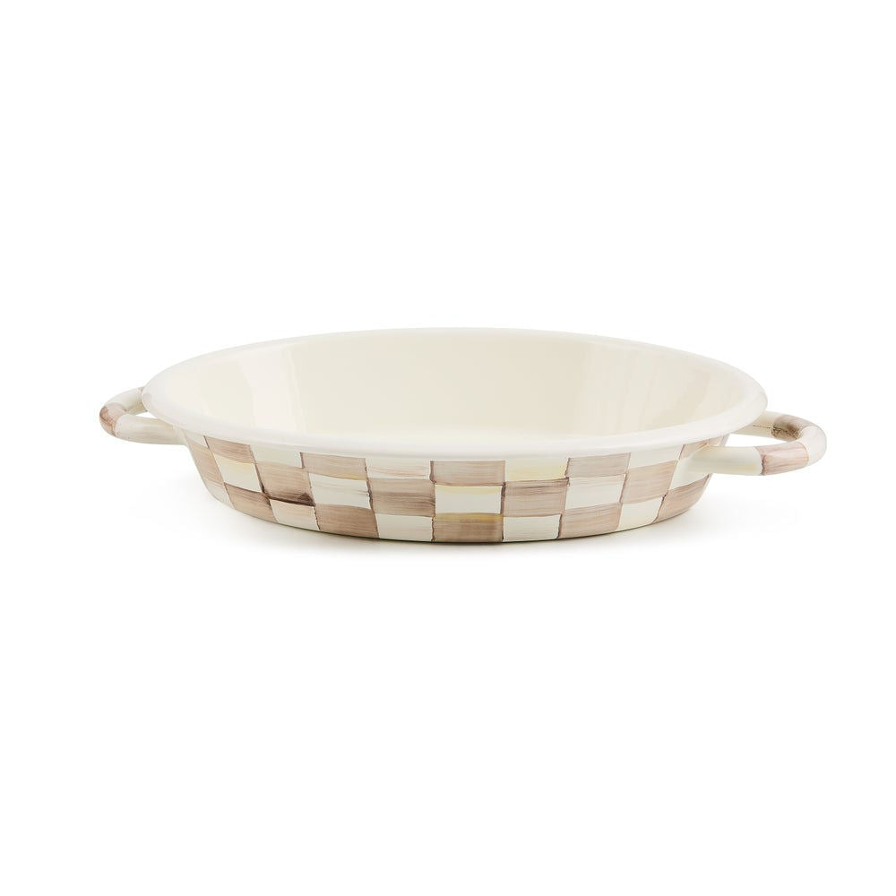 Mocha Check Medium Oval Gratin Dish MacKenzie-Childs