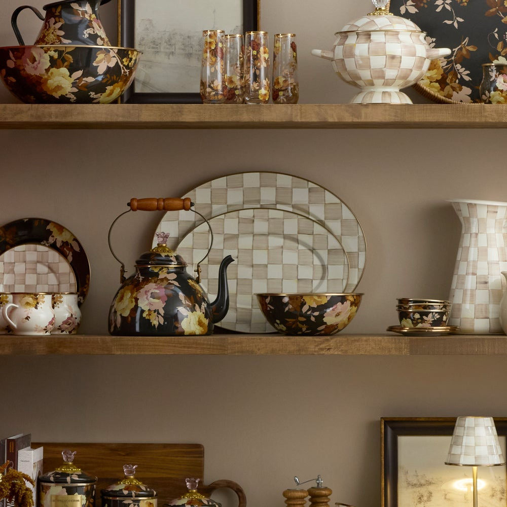 Mocha Check Medium Oval Platter