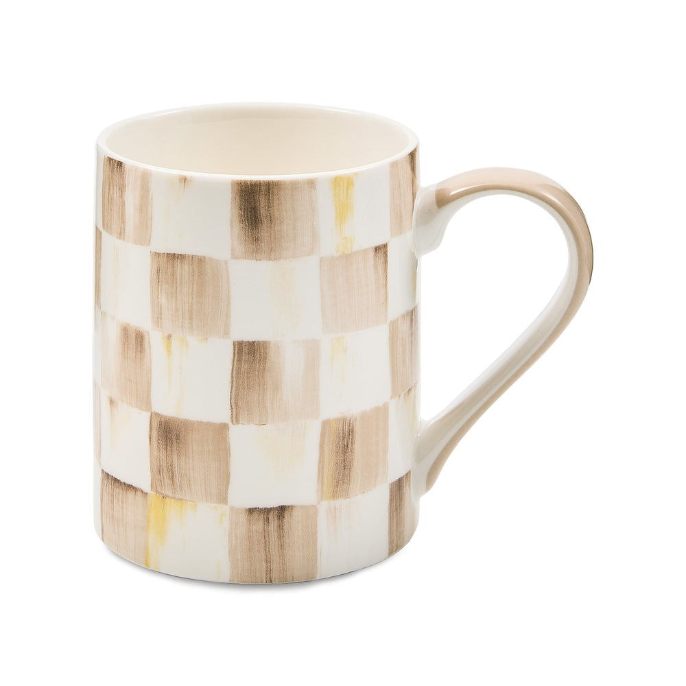 Mocha Check Porcelain Mug by MacKenzie-Childs