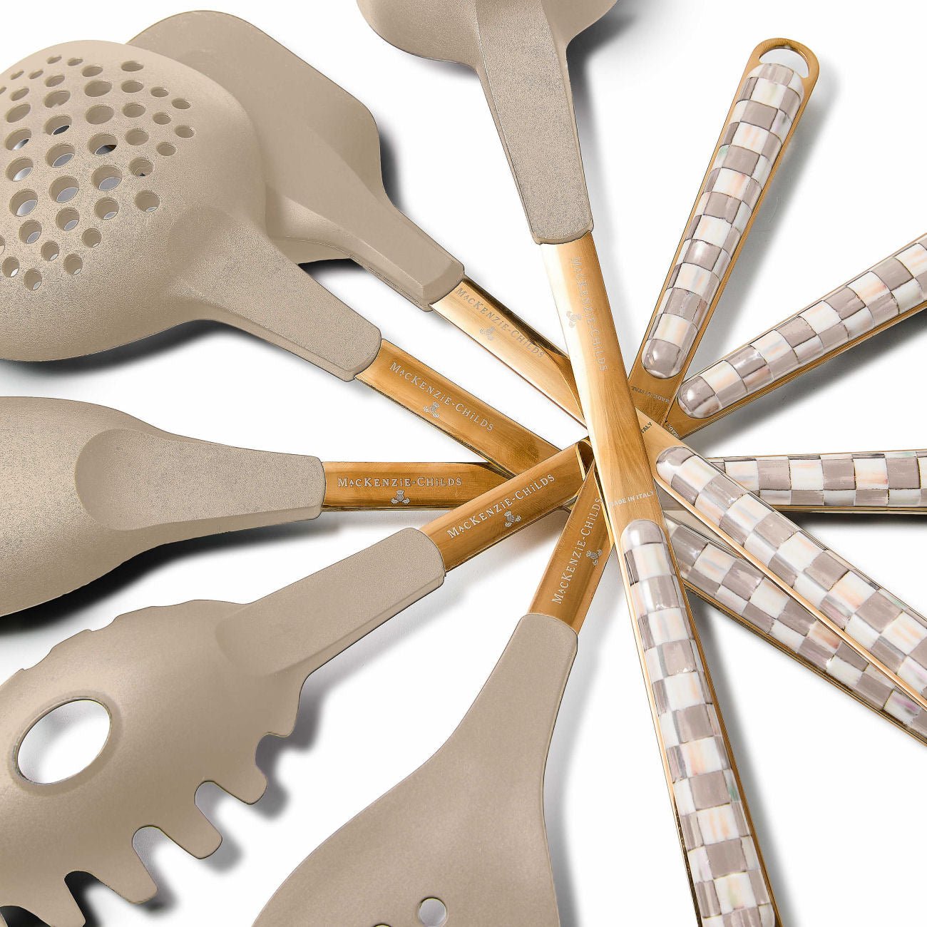 Mocha Check Slotted Spatula - MacKenzie - Childs 2025 Collection - |VESIMI Design|