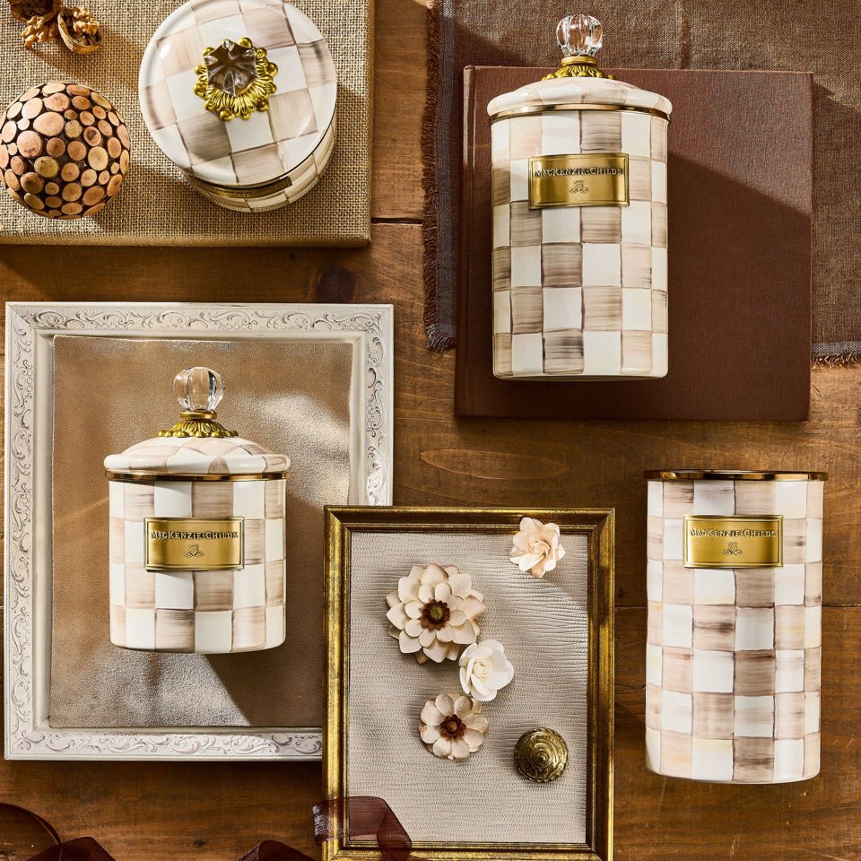 Mocha Check Utensil Holder by MacKenzie - Childs - |VESIMI Design|