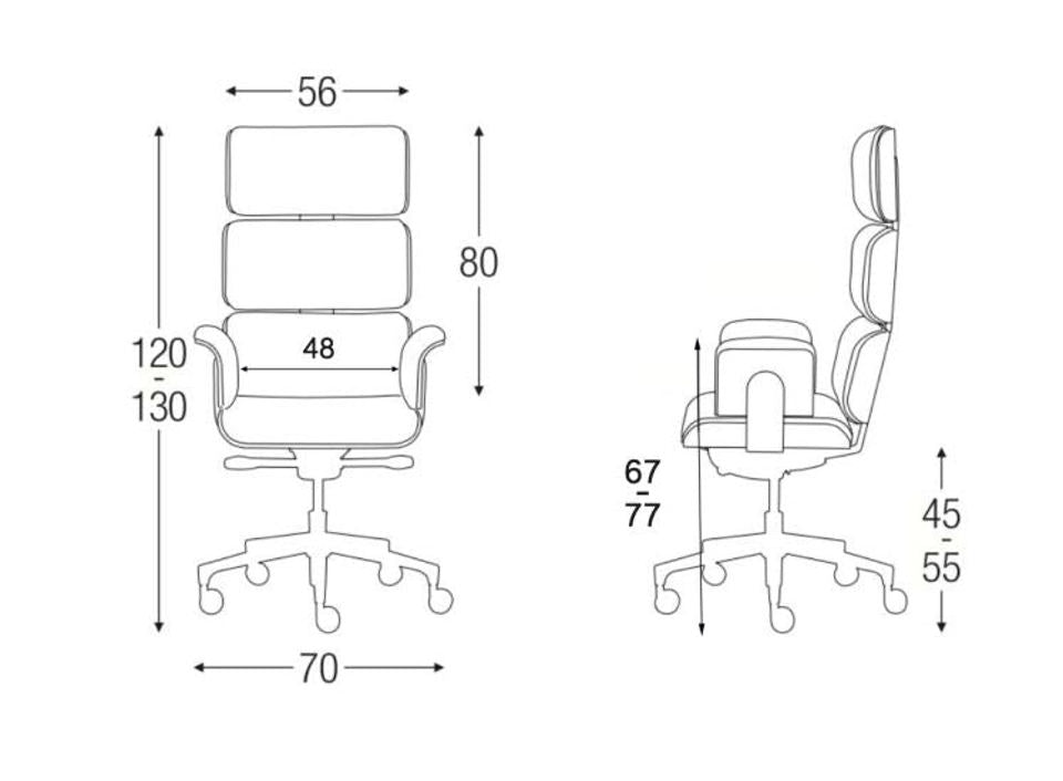 Presidential Swivel Armchair Armadillo In Genuine Leather And Bronze Base - |VESIMI Design|