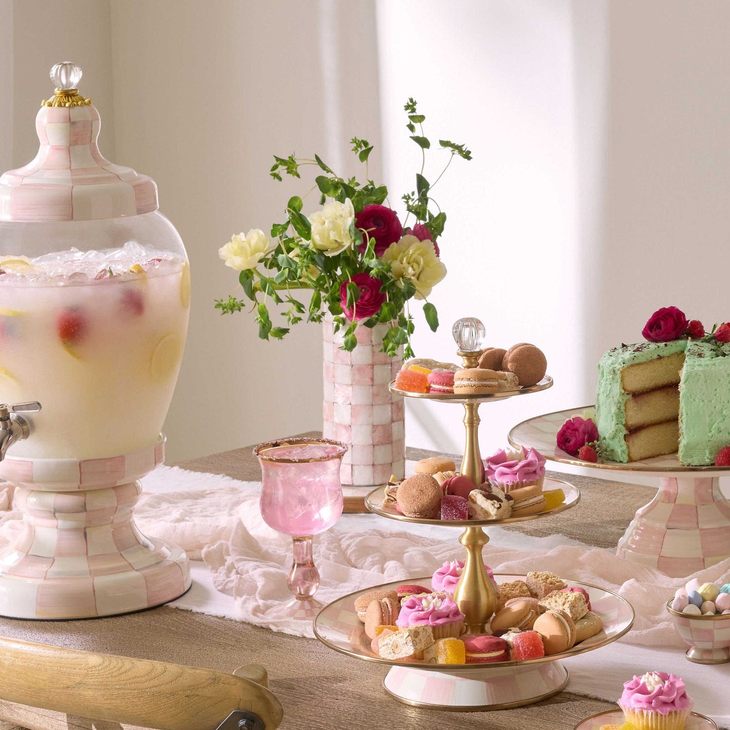 Rosy Check Capiz Small Vase by MacKenzie - Childs - |VESIMI Design|