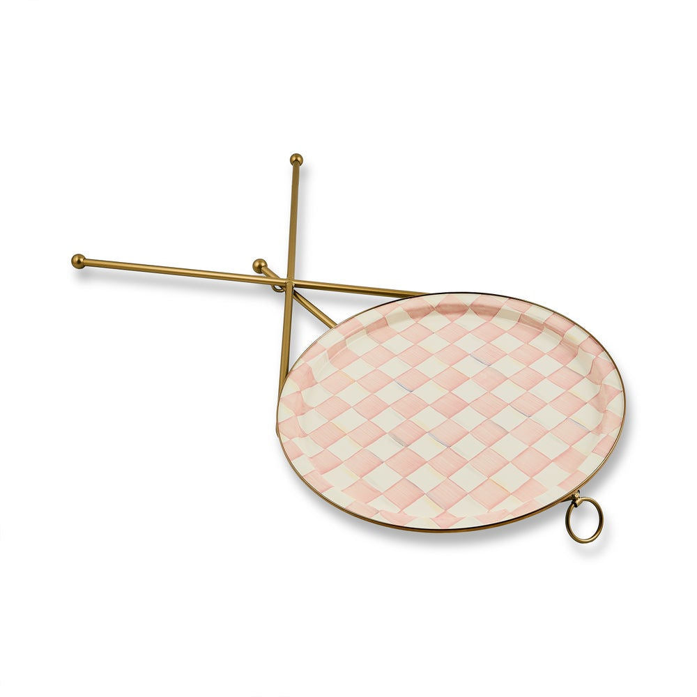 Emaille bijzettafel Rosy Check Tilt