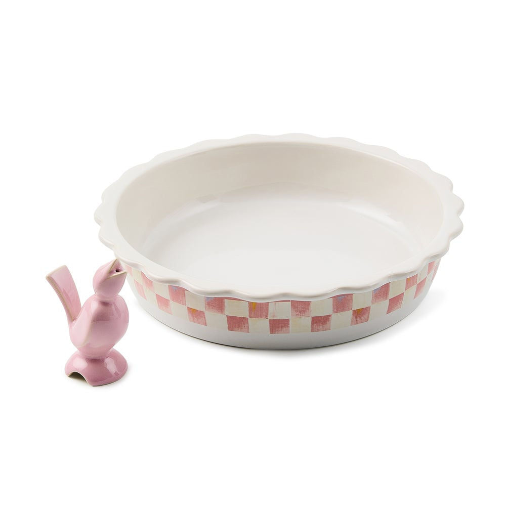 Rosy Check Everyday Pie Plate with Pie Bird