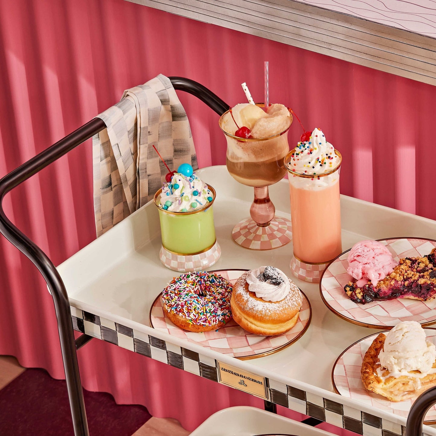 Rosy Check Highball Glass, Set of 2 - |VESIMI Design| Luxury Bathrooms and Home Decor