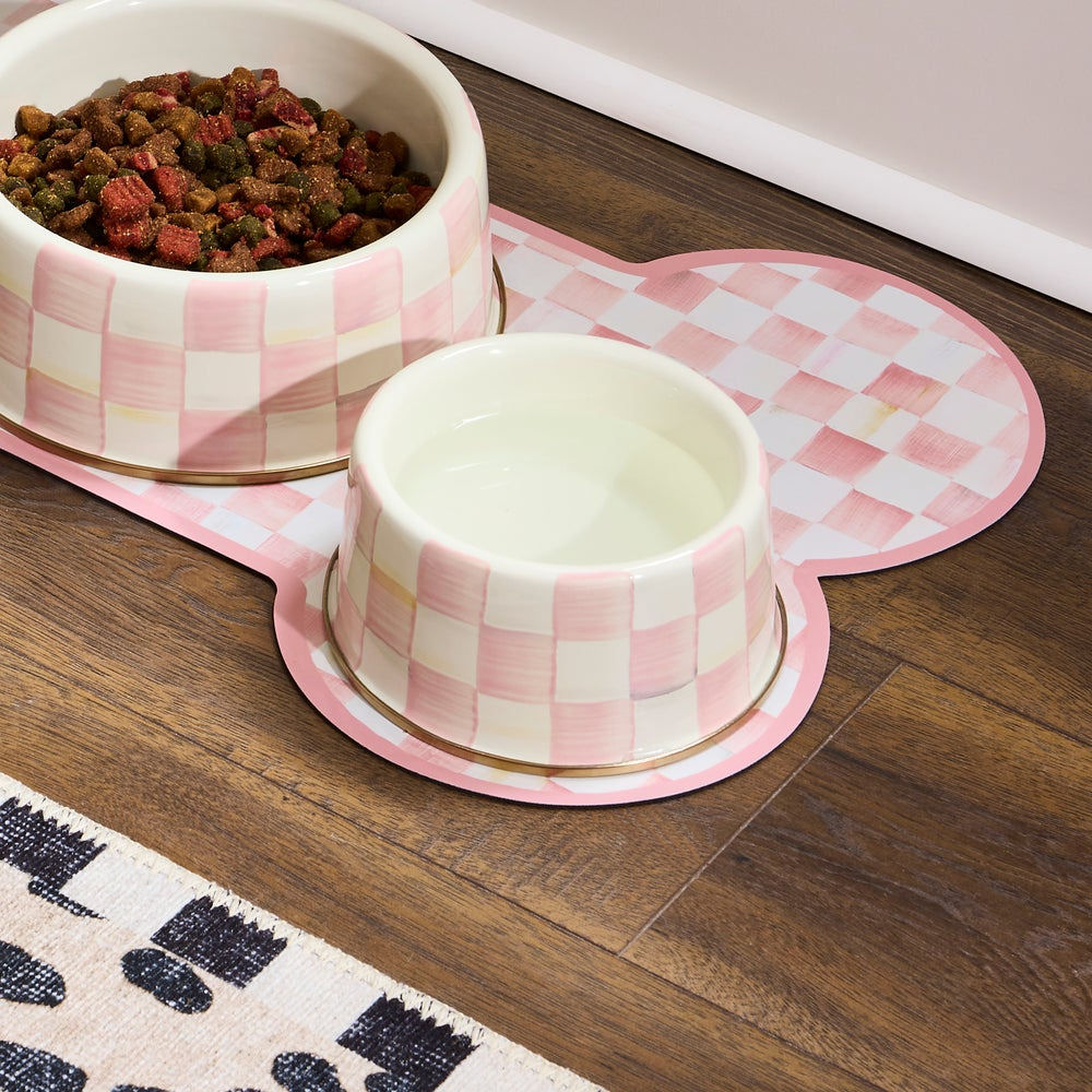 MacKenzie-Childs Rosy Check Medium Pet Dish
