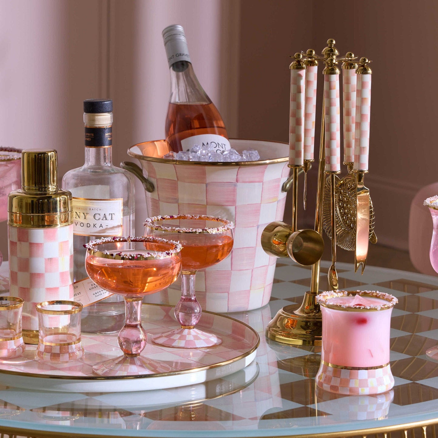 Rosy Check Wine Cooler by MacKenzie - Childs - |VESIMI Design|