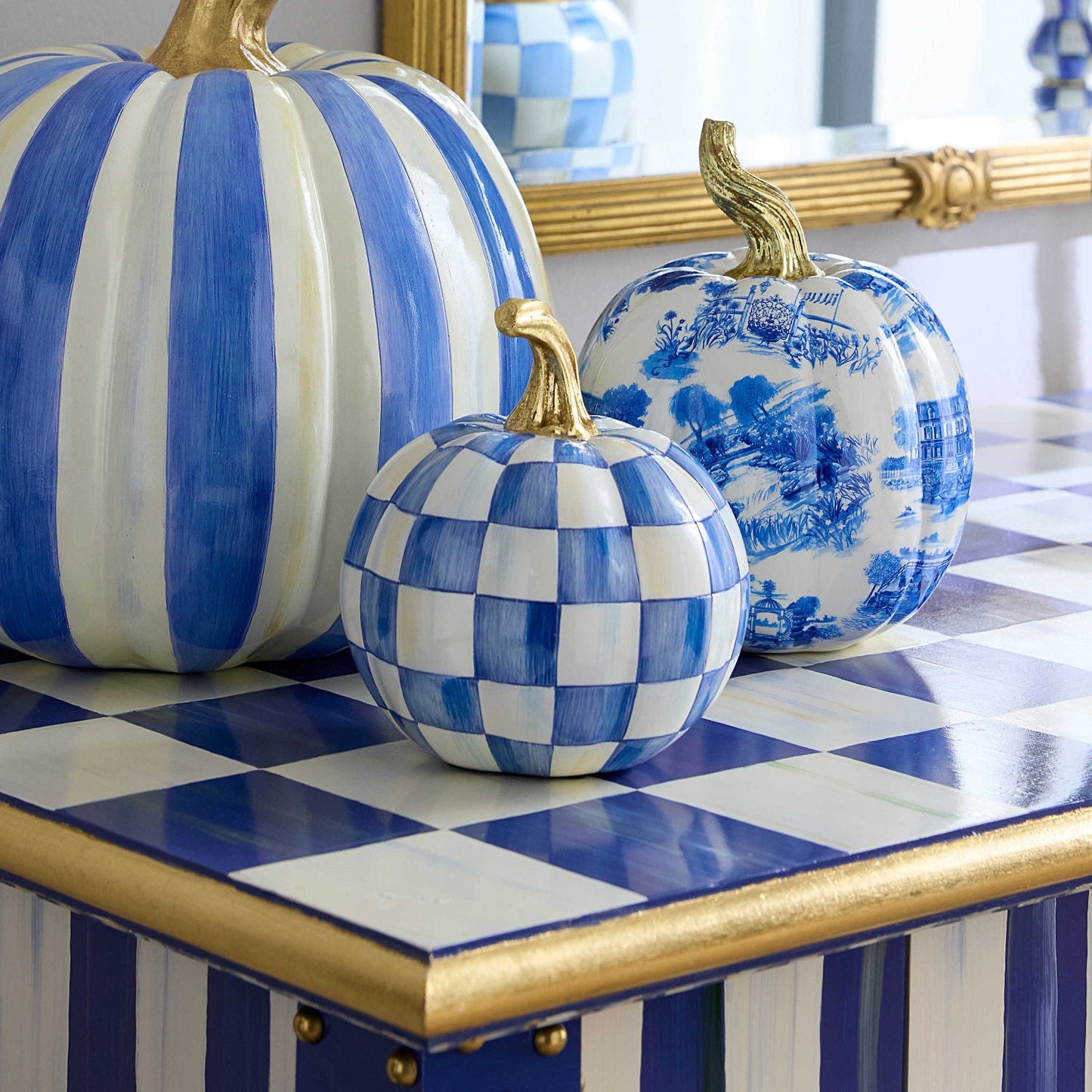 Royal Check Mini Pumpkin - MacKenzie - Childs Halloween decoration - |VESIMI Design| Luxury Bathrooms and Home Decor