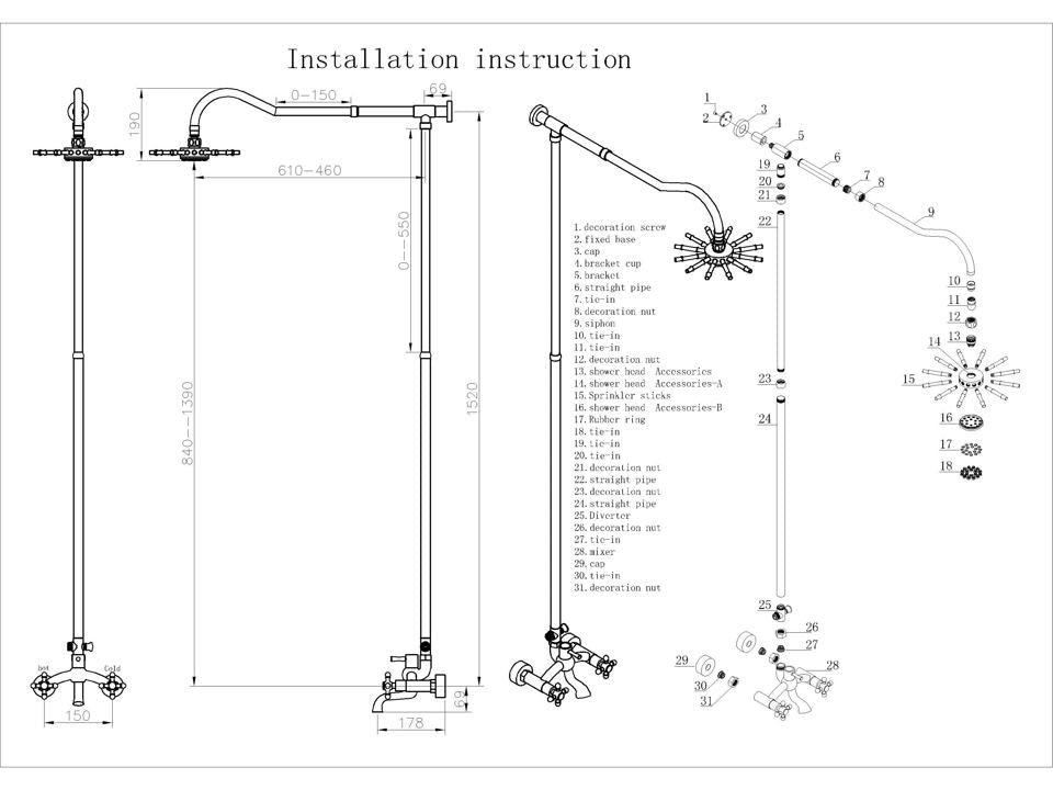 Rustic Luxury Oil Rubbed Bronze Bathroom Shower Set Deira - |VESIMI Design|