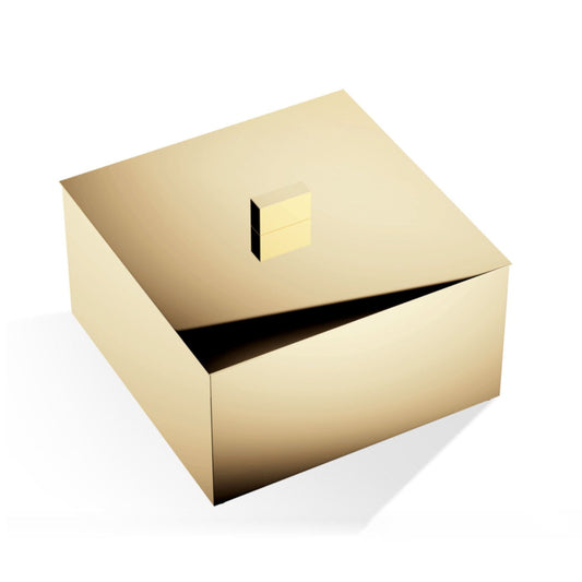 Shiny Gold Square Multi-Purpose Box with Lid - 17x17cm - |VESIMI Design| Luxury Bathrooms and Home Decor