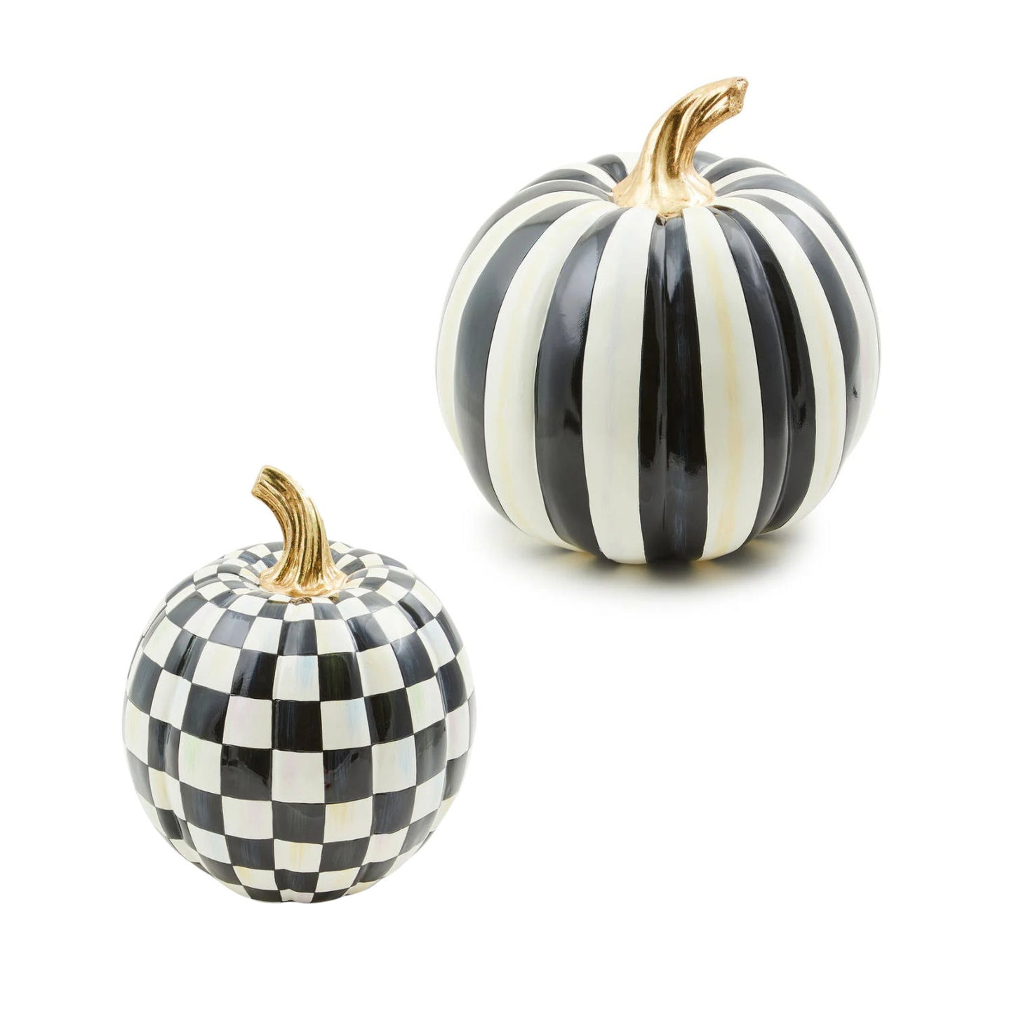 Courtly Check Small & Courtly Stripe Medium Pumpkin Set by MacKenzie-Childs