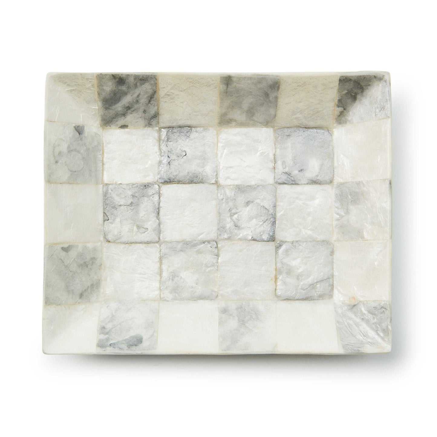 Sterling Check Capiz Soap Dish by MacKenzie - Childs - |VESIMI Design| Luxury Bathrooms and Home Decor