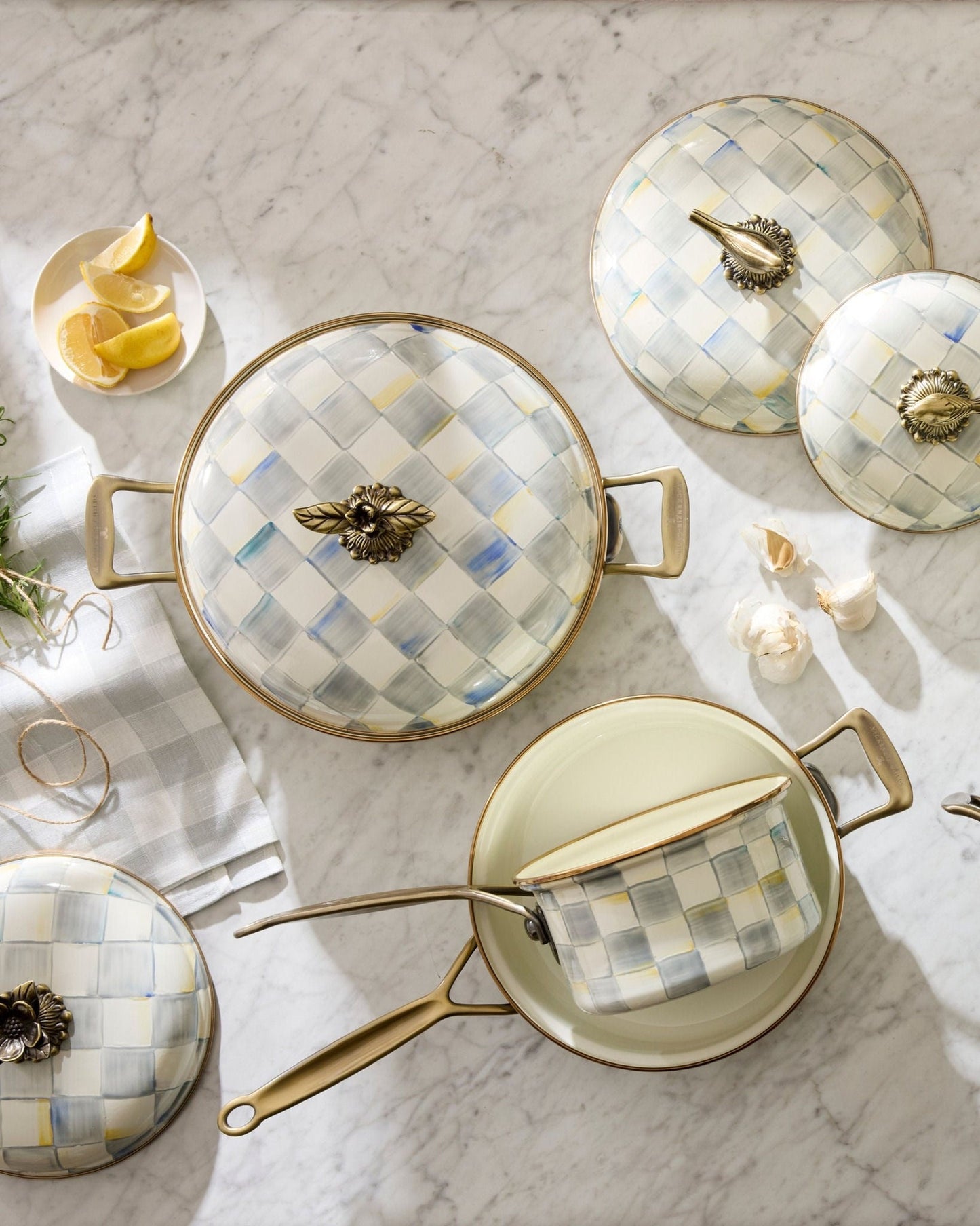 Sterling Check Enamel 1 Qt. Saucepan - |VESIMI Design|