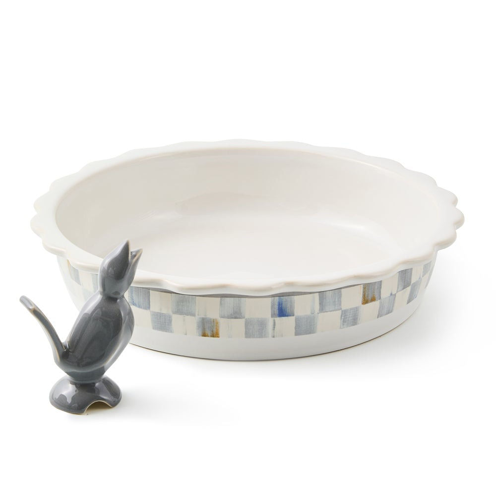 Sterling Check Everyday Pie Plate with Pie Bird
