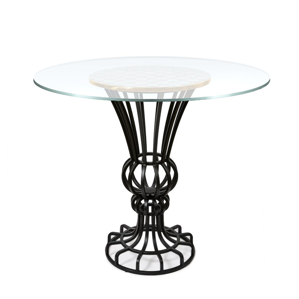 Sterling Check Pedestal Accent Table by MacKenzie-Childs