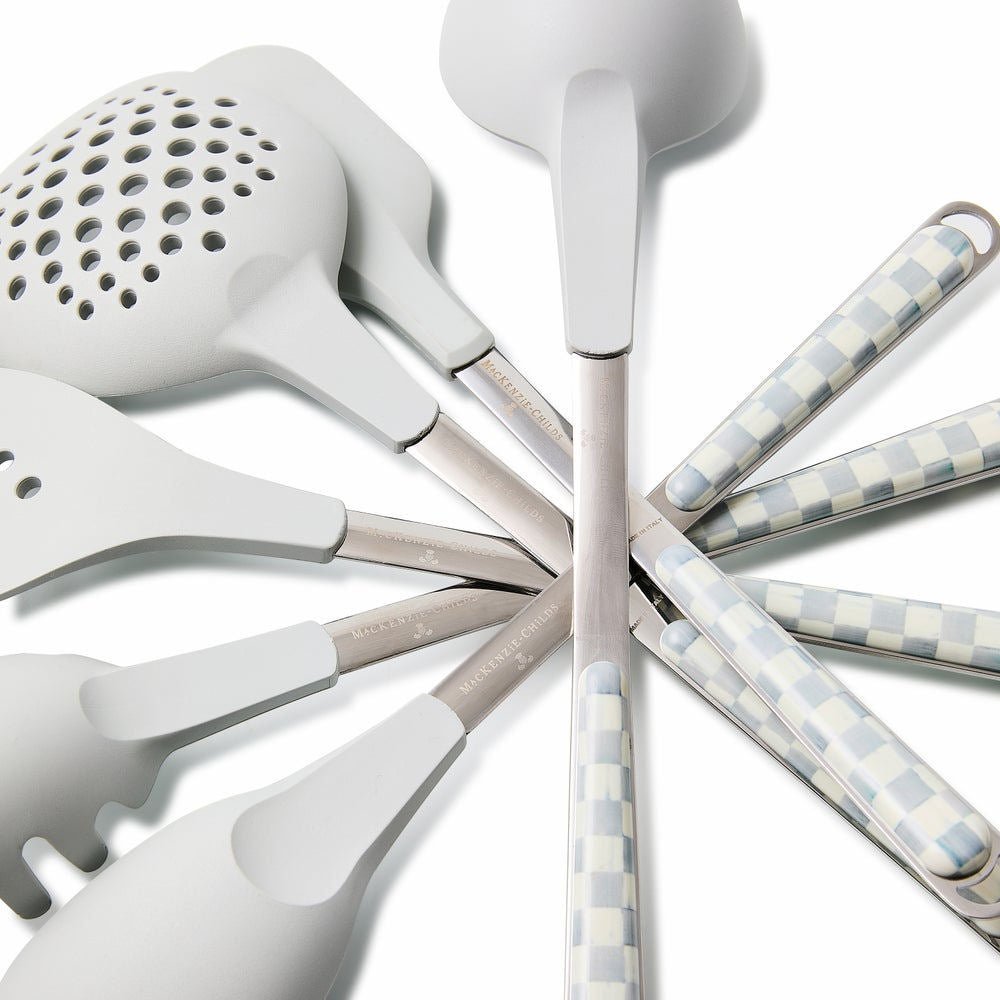 Sterling Check Utensil Caddy Set MacKenzie - Childs 2025 Collection - |VESIMI Design|