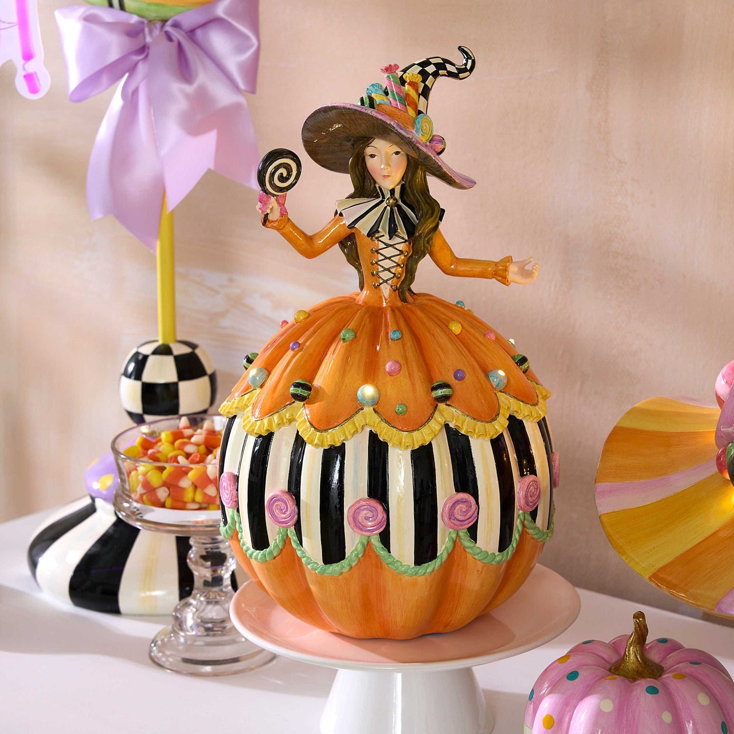 Trick or Treat Illuminated Witch Figurine by MacKenzie - Childs - |VESIMI Design|