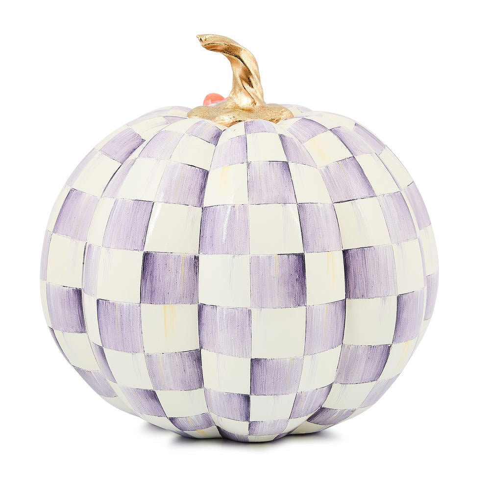 Violet Check Cascade Floral Pumpkin by MacKenzie-Childs