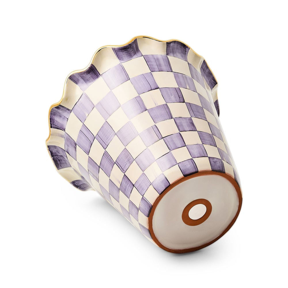 Violet Check Ceramic Jumbo Garden Pot (41 cm tall)