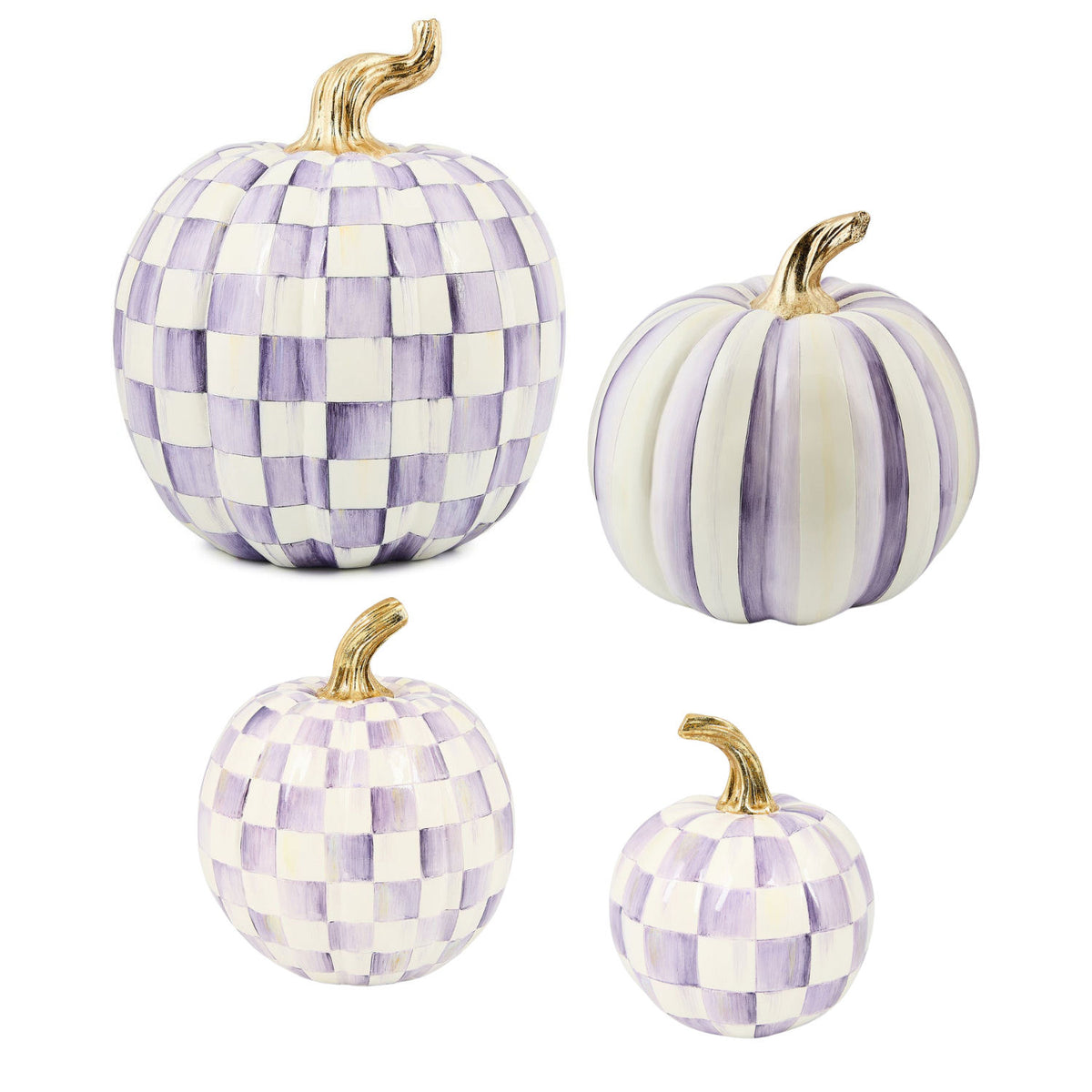 Violet Check Pumpkins Set of 4 by MacKenzie-Childs