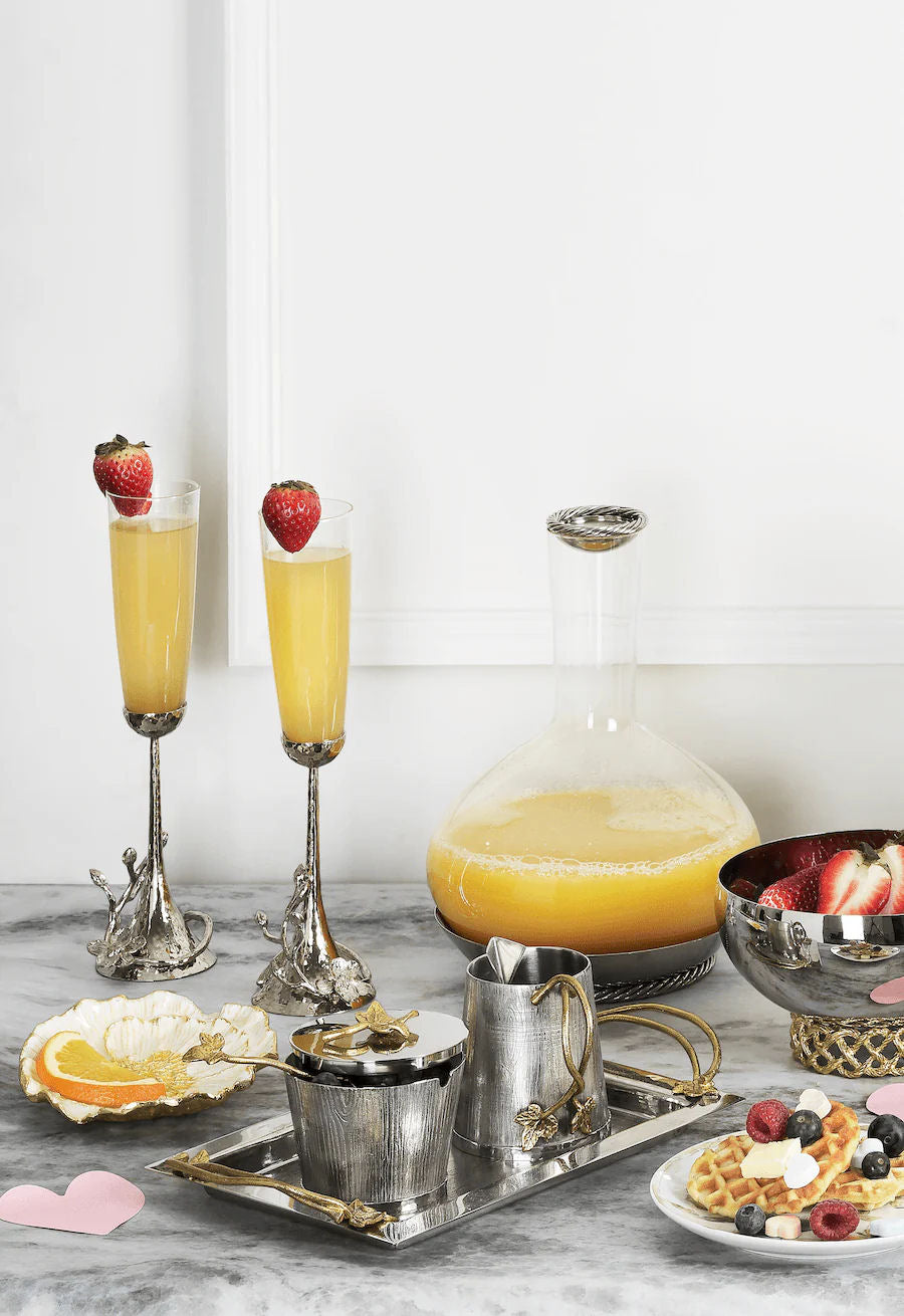 White Orchid Toasting Flute - Set of 2 by Michael Aram