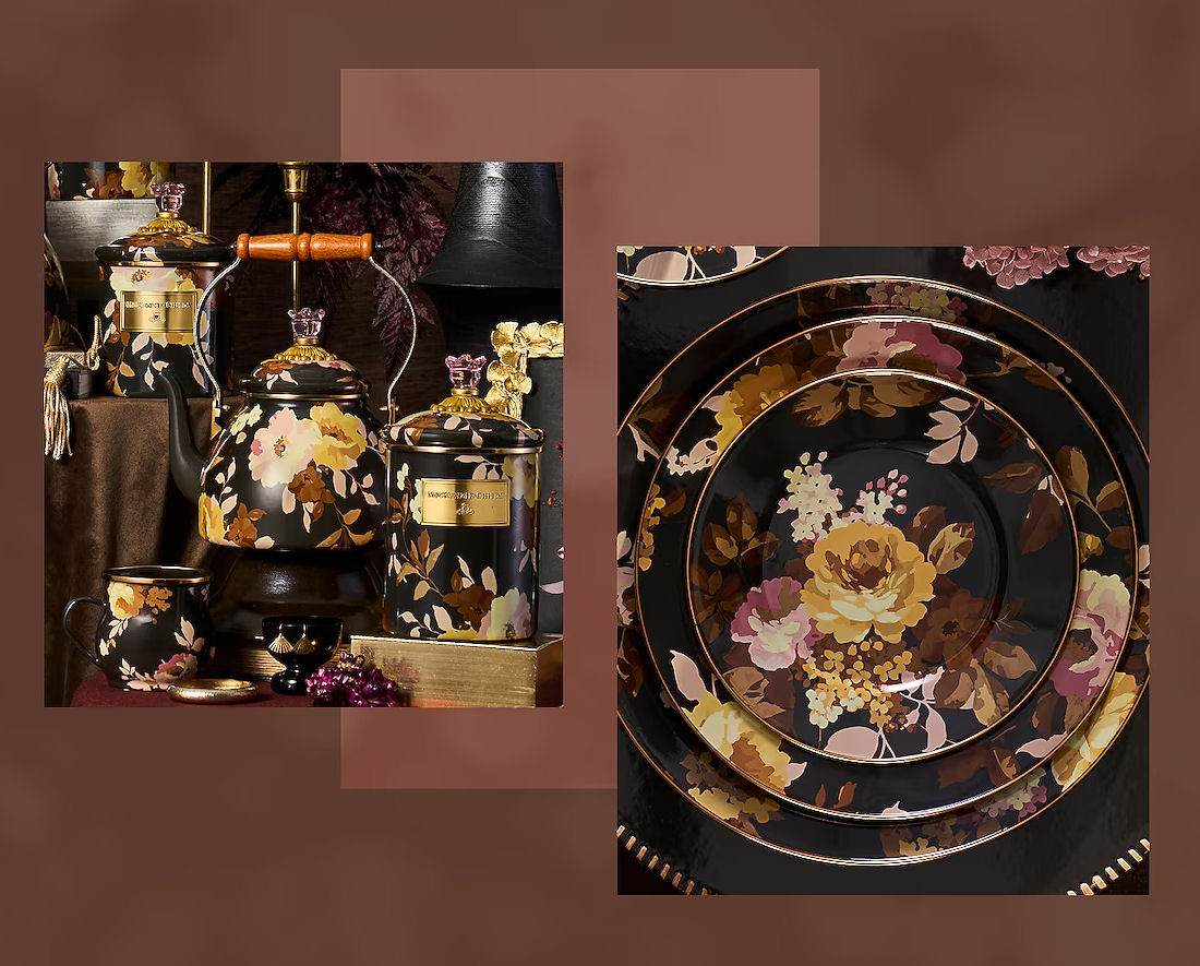 Wild Rose Brown Small Canister