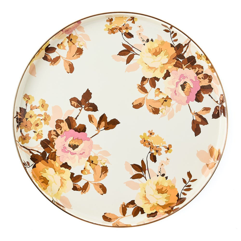 Wild Rose White Round Tray MacKenzie-Childs