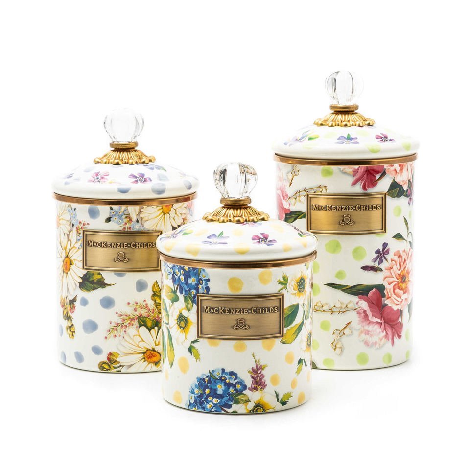 Wildflowers Blue Enamel Medium Canister by Mackenzie Childs - |VESIMI Design|