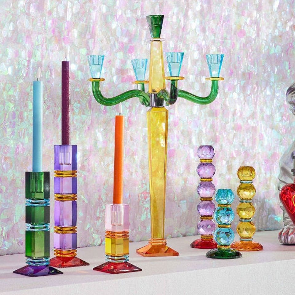 Yellow Fancy Christmas Crystal Glass Candle Holder - |VESIMI Design|