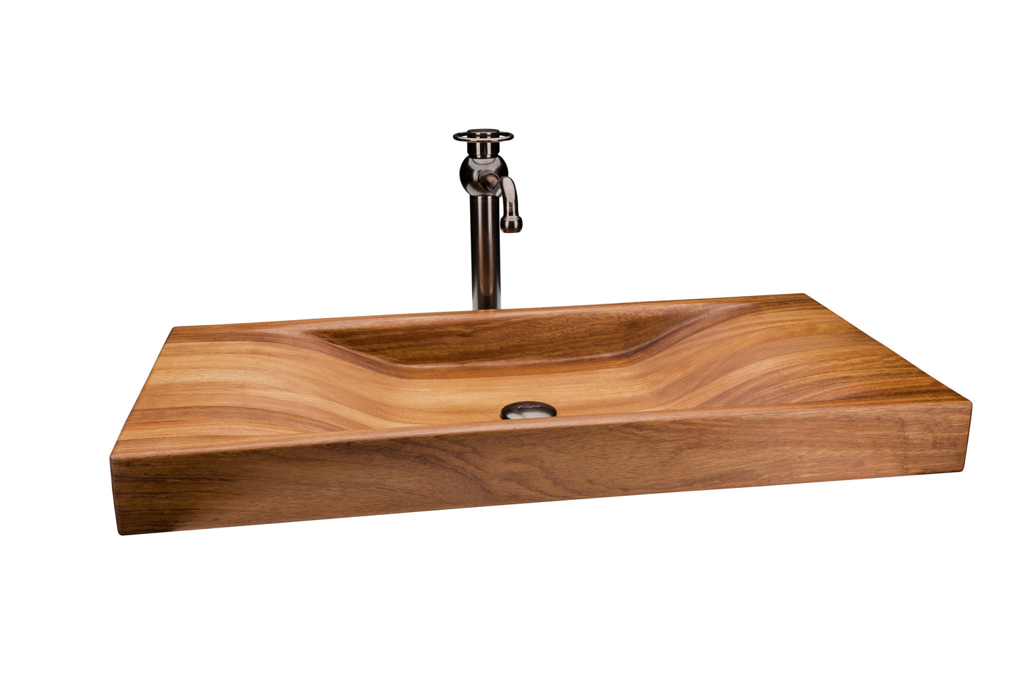 Large Handmade Wooden Sink with Sole Oil Rubbed Bronze Faucet