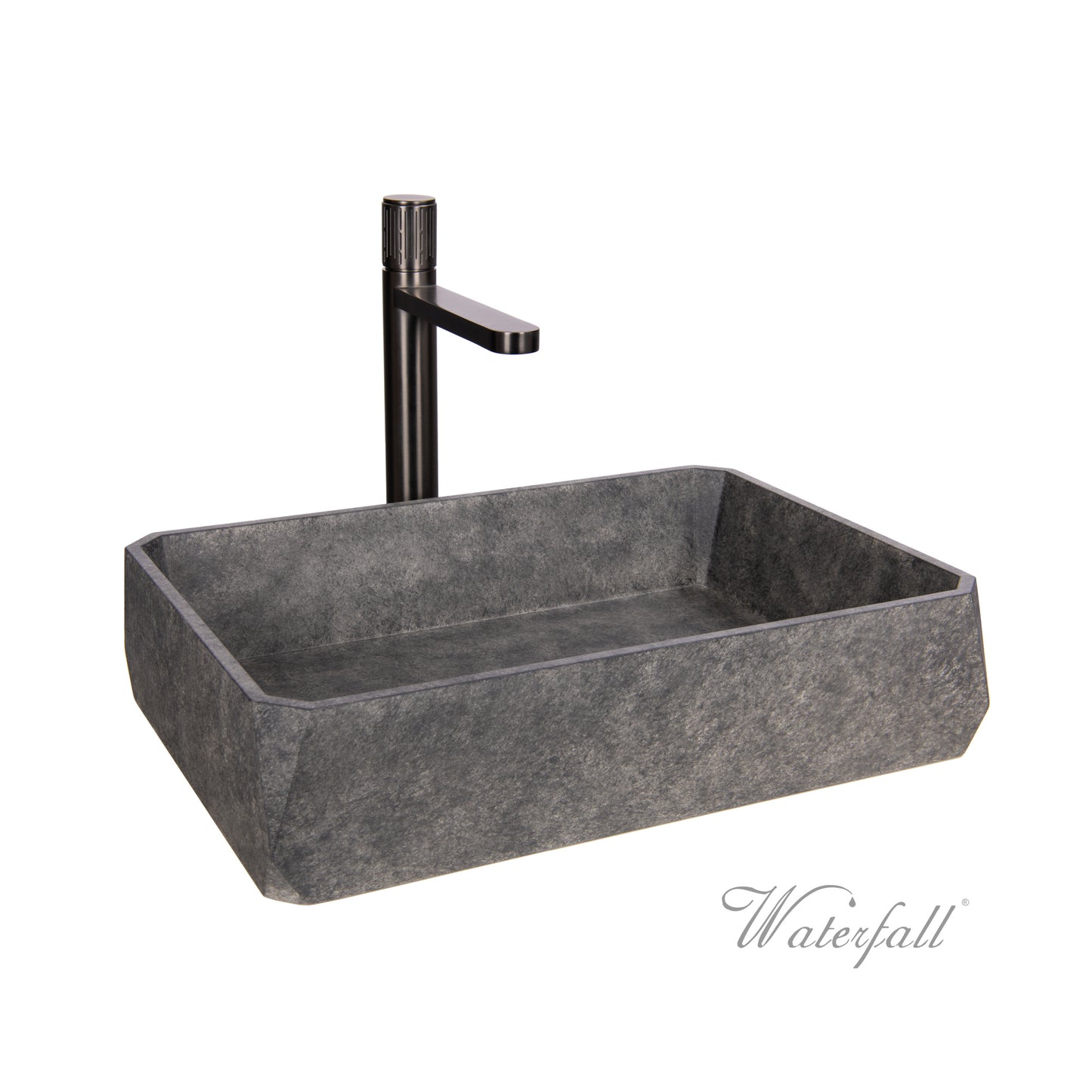 Grey Concrete BathroomSink with Gun Metal Faucet - |VESIMI Design| Luxury and Rustic bathrooms online