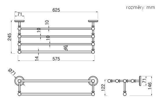 Antique Brass Bathroom Accessories - Large Towel Rack Holder Provence II. - |VESIMI Design| Luxury and Rustic bathrooms online