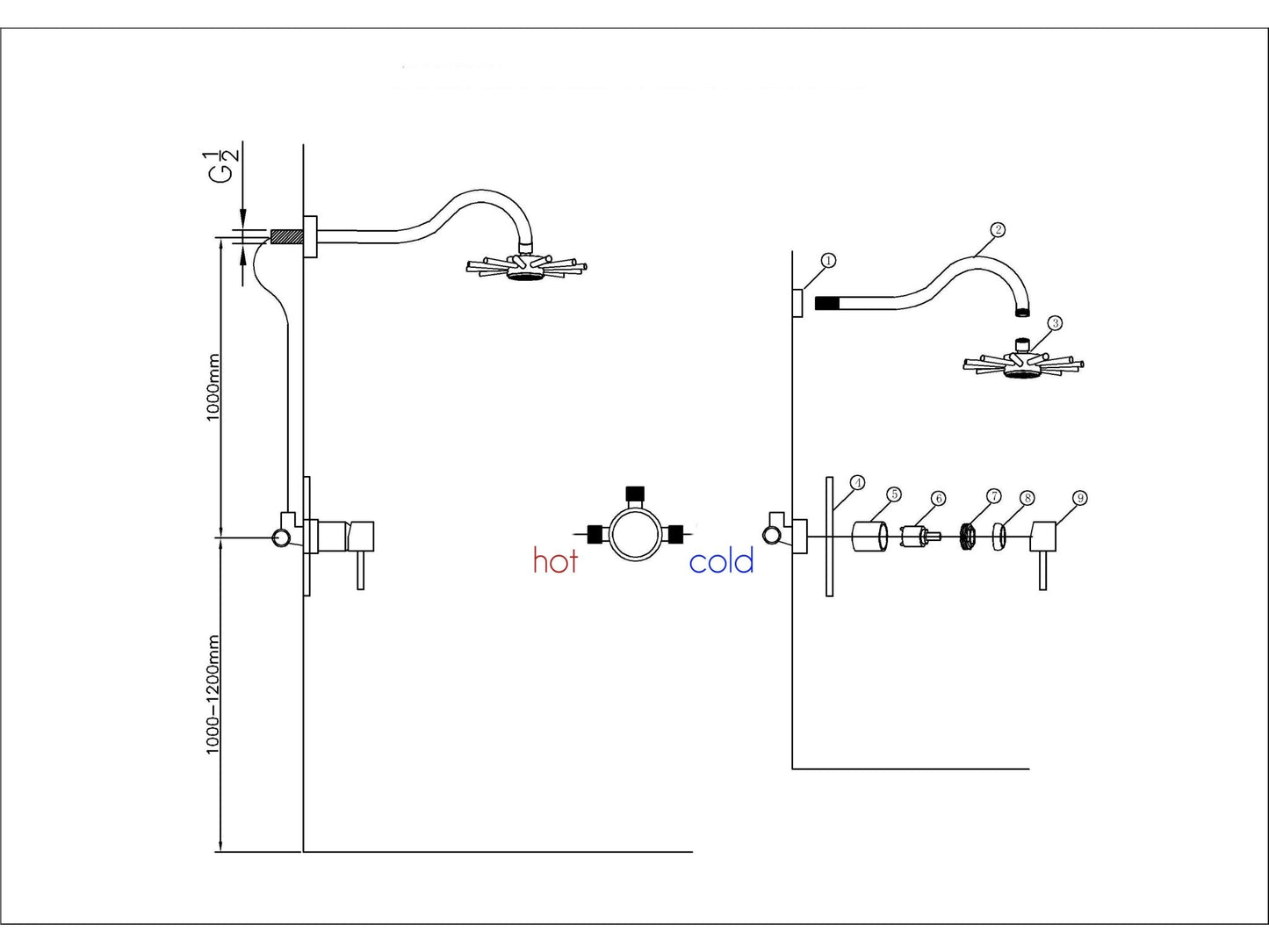 Bamboo Bronze Concealed Shower Simple - |VESIMI Design| Luxury and Rustic bathrooms online