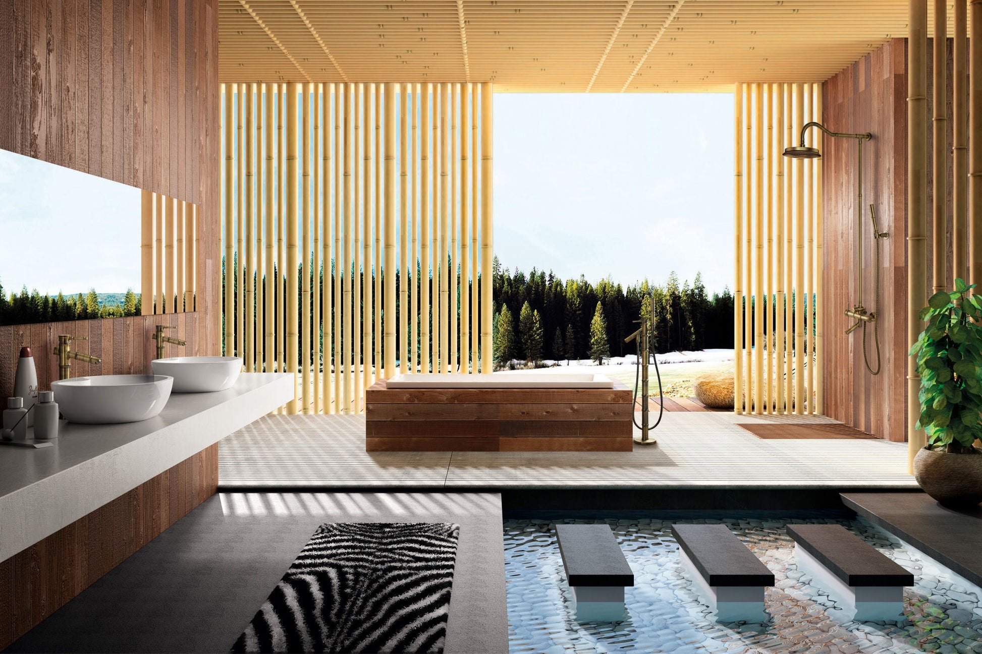 Bamboo Bronze Design Simple Rack Towel Holder - |VESIMI Design| Luxury and Rustic bathrooms online
