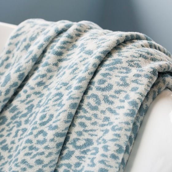 Blue Animal Print Zimba Towels by Abyss & Habidecor / Atlantic - |VESIMI Design| Luxury and Rustic bathrooms online