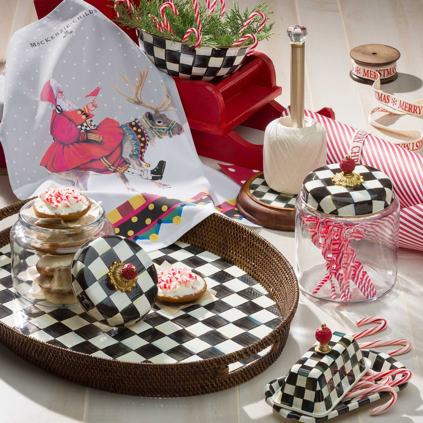 Courtly Check Enamel Butter Box by Mackenzie-Childs - |VESIMI Design| Luxury and Rustic bathrooms online