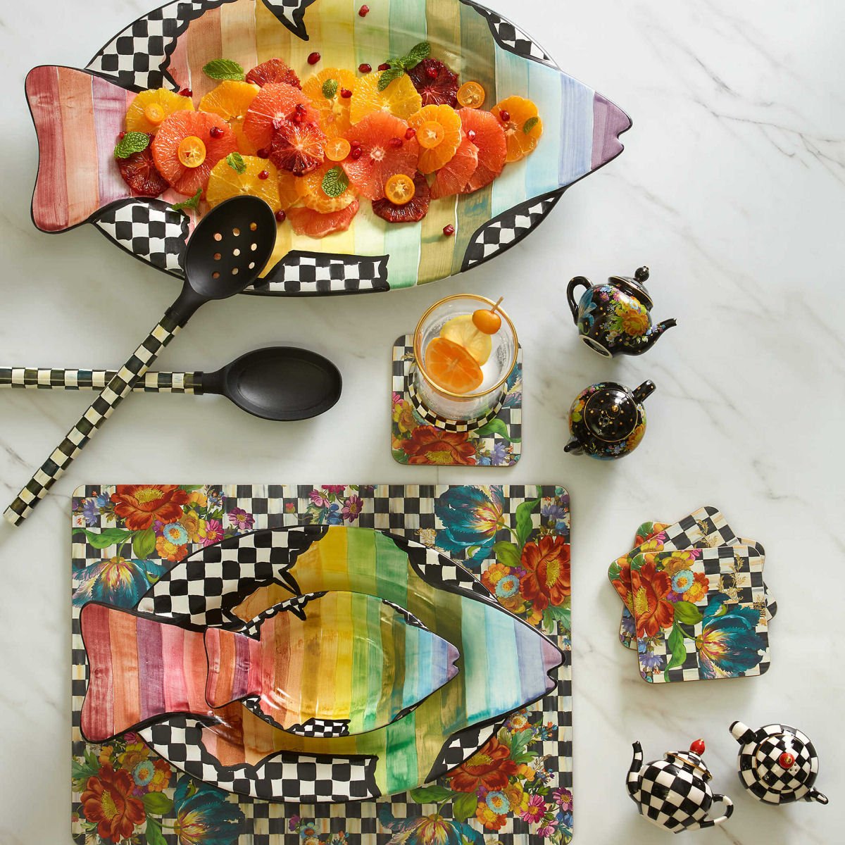 Courtly Flower Market Cork Back Coasters - Set of 4 - |VESIMI Design|