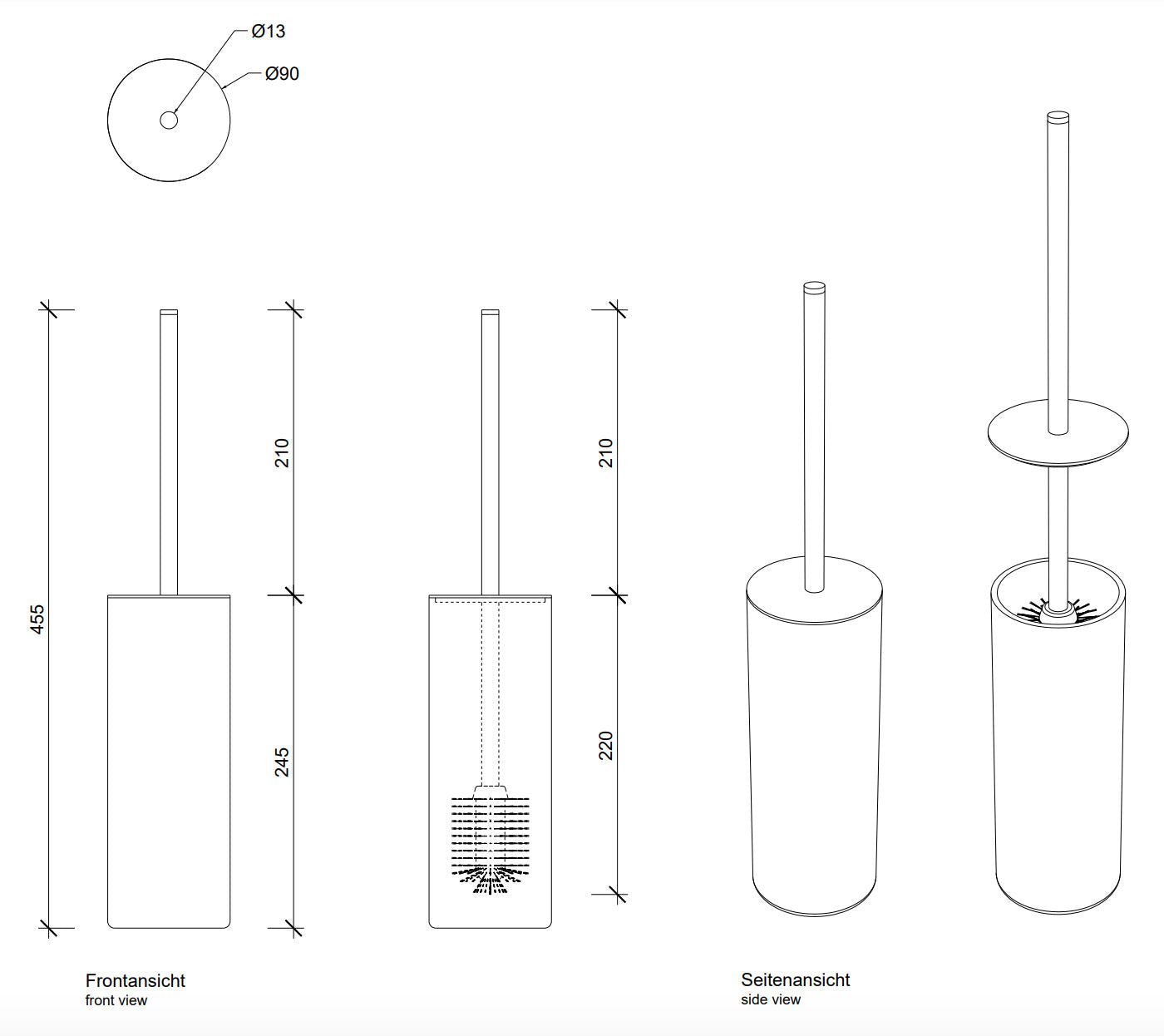 Cracked Glass Gold Toilet Brush Holder by Decor Walther - |VESIMI Design|
